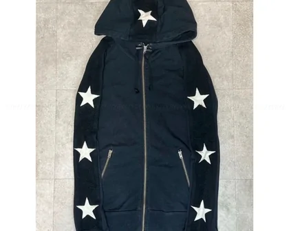Navy zip hoodie with large white stars
