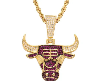 Gold chain with an embellished bull-head pendant